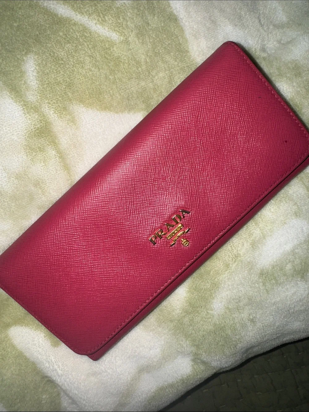 Prada Pink Saffiano Leather Continental Wallet with Gold Logo - Picture 14 of 16